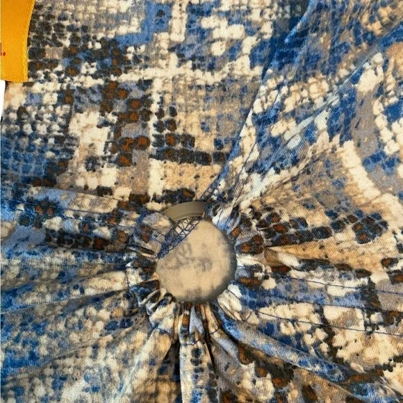 RUBY Rd Petite Small Business Casual Top Blue Brown Cream - Picture 3 of 9